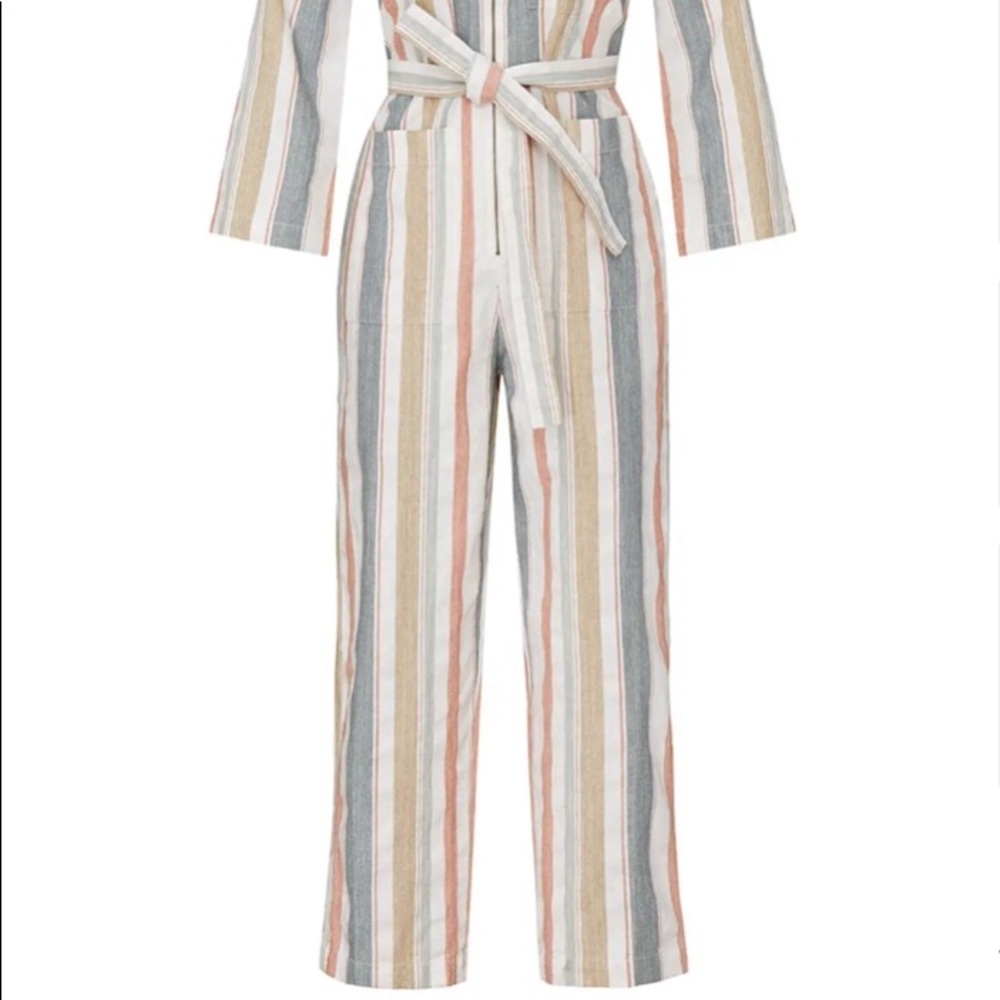 Madewell striped tie waist zip up romper size 4 - Picture 5 of 7